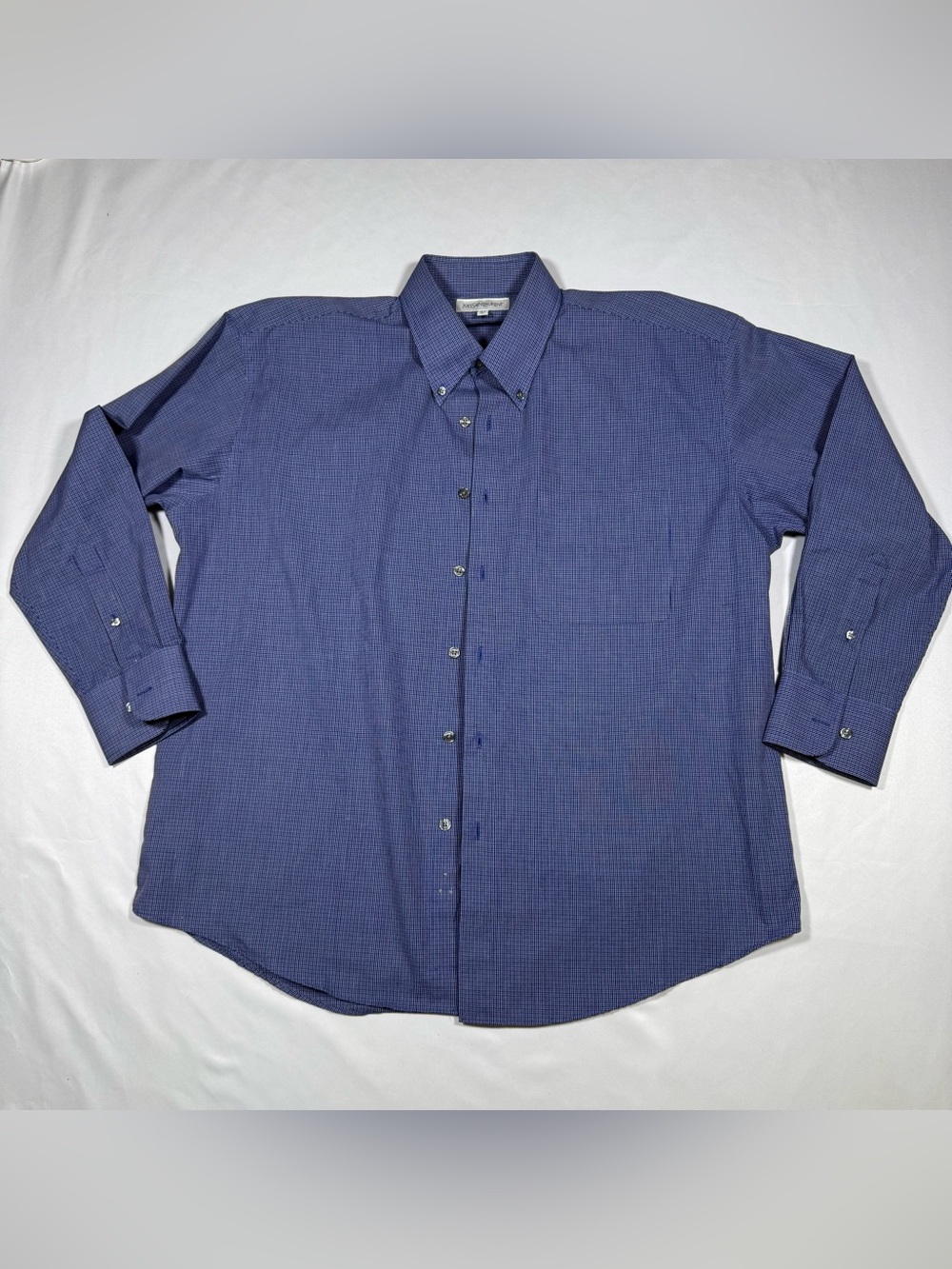 E1 Vintage Yves Saint Laurent Dress Shirt Mens 16.5 32 33 Blue Button Down YSL